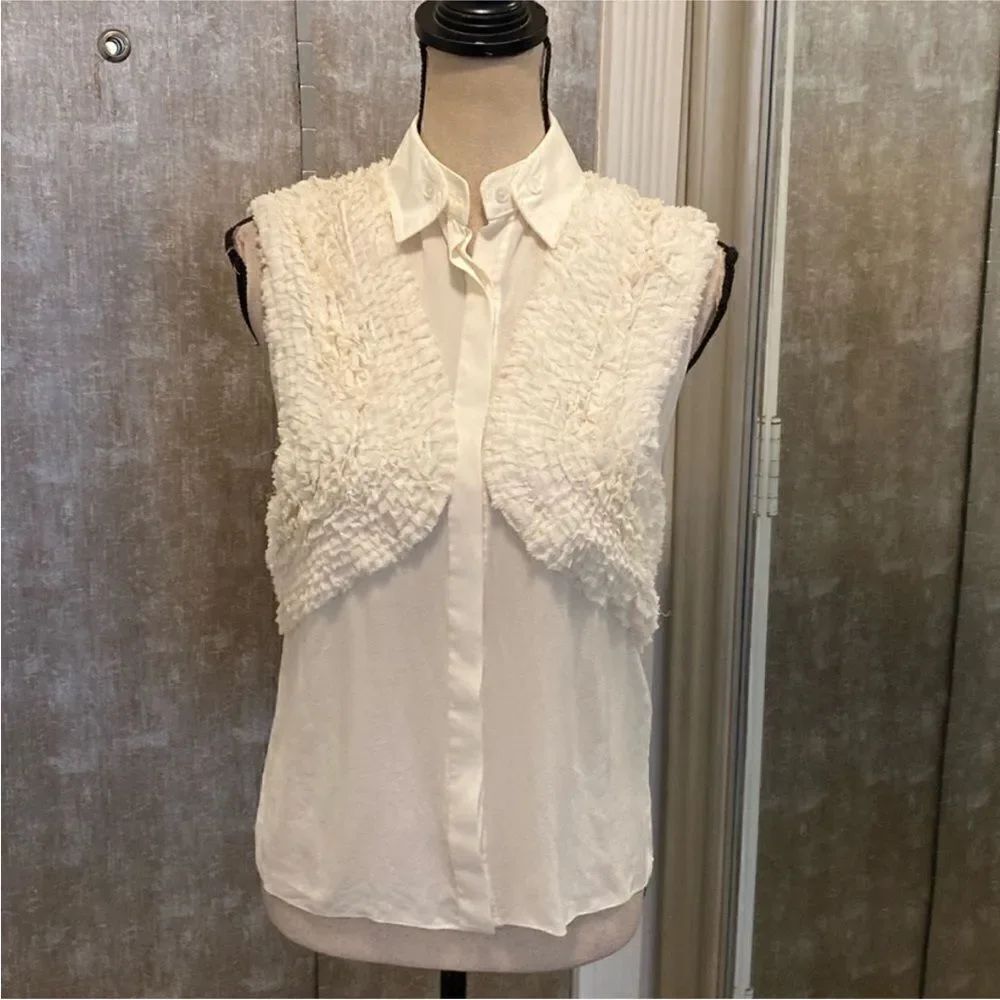 Jason Wu Elegant Cream Sleeveless silk Top, US2